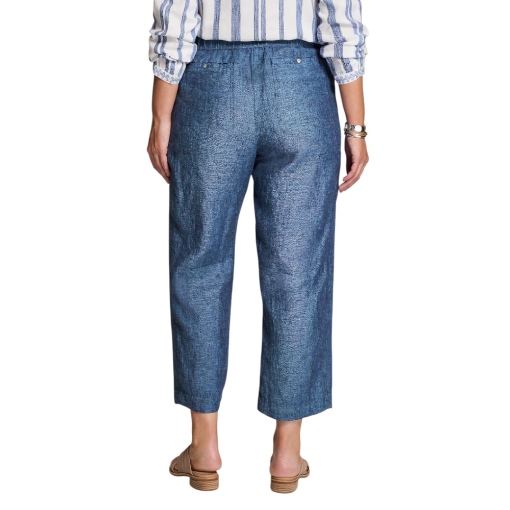 Pure Jill Linen Cropped Pants Deep River Multi NWT - Picture 3 of 5